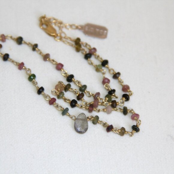 Ela Rae Labradorite and Tourmaline Gold Necklace - Picture 10 of 13